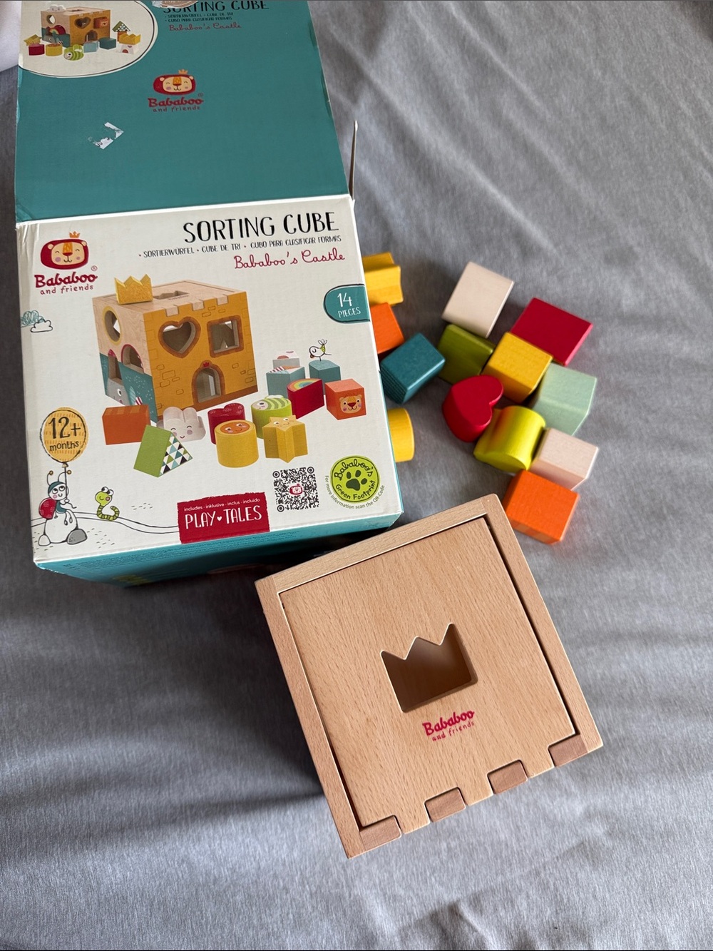 Wooden Shape Sorting Cube - Multicolor